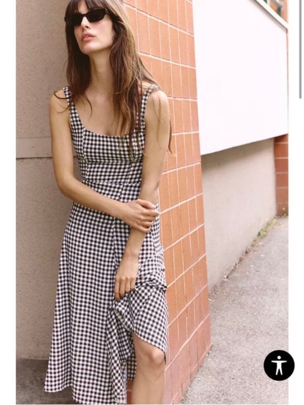 Zara Black and White Gingham Midi Dress - Picture 2 of 5